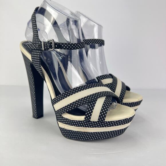 Jessica Simpson Size 9 Polka Dots Platform Sandals Heels Retro Pin Up Trendy - Picture 1 of 13